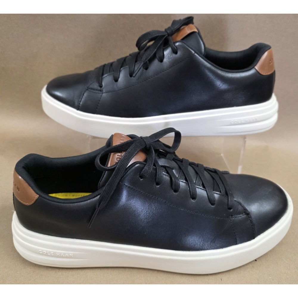 Cole Haan (Sz 11.5 M) Grand+ Court Sneaker Black Leather / Ivory Men's C39621